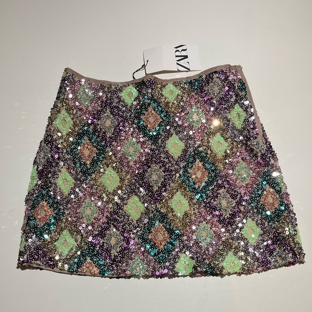 Zara Sequin Multi Color skirt